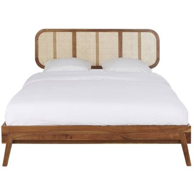 Maisons du Monde Letto in legno massello di acacia e paglia di Vienna 160x200 cm con rete a doghe 167x105x217cm Maisons du Monde Letto in legno massello di acacia e paglia di Vienna 160x200 cm con rete a doghe 167x105x217cm