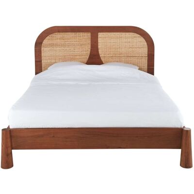Maisons du Monde Letto vintage in legno massello di acacia e rattan intrecciato, 160x200 cm, con rete a doghe 182x122x219cm Maisons du Monde Letto vintage in legno massello di acacia e rattan intrecciato, 160x200 cm, con rete a doghe 182x122x219cm
