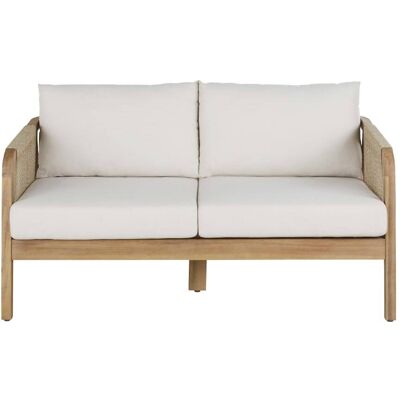Maisons du Monde Divanetto da giardino 2 posti in legno massello di acacia e cuscini écru 147x80.5x86.1cm Maisons du Monde Divanetto da giardino 2 posti in legno massello di acacia e cuscini écru 147x80.5x86.1cm