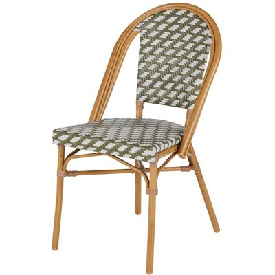 Maisons du Monde Sedia da giardino professionale in resina intrecciata riciclata bianca e verde 45x88.5x61cm Maisons du Monde Sedia da giardino professionale in resina intrecciata riciclata bianca e verde 45x88.5x61cm