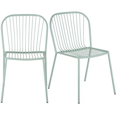 Maisons du Monde Set di 2 sedie per ristorante in acciaio verde acqua 54x82x65cm Maisons du Monde Set di 2 sedie per ristorante in acciaio verde acqua 54x82x65cm