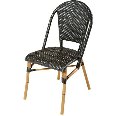 Maisons du Monde Sedia da giardino professionali in resina intrecciata nera, h 88 cm 45x89x58cm Maisons du Monde Sedia da giardino professionali in resina intrecciata nera, h 88 cm 45x89x58cm