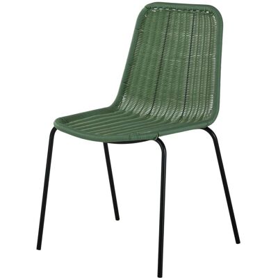 Maisons du Monde Sedia da giardino in resina riciclata verde kaki e acciaio nero 53x83x56cm Maisons du Monde Sedia da giardino in resina riciclata verde kaki e acciaio nero 53x83x56cm