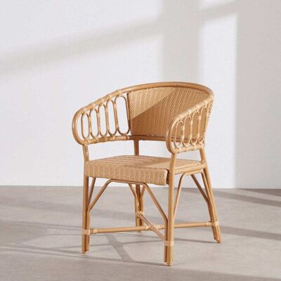 Maisons du Monde Sedia professionale da esterno in alluminio beige effetto bambù e resina intrecciata riciclata 54.5x79.5x64.5cm Maisons du Monde Sedia professionale da esterno in alluminio beige effetto bambù e resina intrecciata riciclata 54.5x79.5x64.5cm