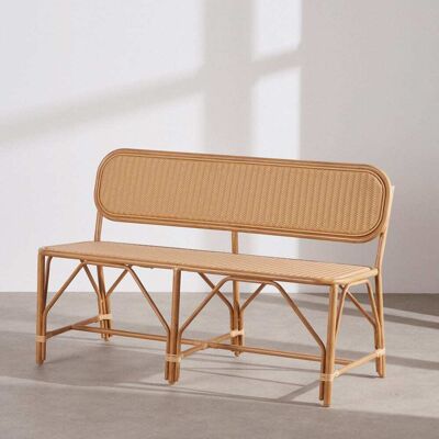 Maisons du Monde Panchina professionale a 2 posti in alluminio effetto bambù con intreccio in resina riciclata beige 129x80x52cm Maisons du Monde Panchina professionale a 2 posti in alluminio effetto bambù con intreccio in resina riciclata beige 129x80x52cm