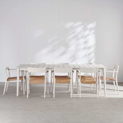 Maisons du Monde Set tavolo e 8 sedie da giardino in alluminio color argilla e resina beige 234x75x96cm Maisons du Monde Set tavolo e 8 sedie da giardino in alluminio color argilla e resina beige 234x75x96cm