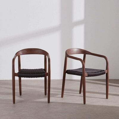 Maisons du Monde Set di 2 sedie professionali in legno di acacia scuro e resina intrecciata riciclata marrone 56x77x57cm Maisons du Monde Set di 2 sedie professionali in legno di acacia scuro e resina intrecciata riciclata marrone 56x77x57cm