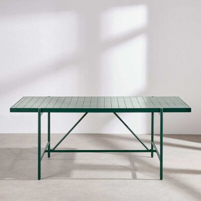 Maisons du Monde Tavolo da giardino in acciaio con piano piastrellato effetto zellige verde per 6 persone lung. 185 cm 184.6x75x93.4cm Maisons du Monde Tavolo da giardino in acciaio con piano piastrellato effetto zellige verde per 6 persone lung. 185 cm 184.6x75x93.4cm