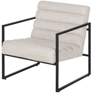 Maisons du Monde Poltrona in tessuto tramato écru e acciaio nero 66.5x74.5x73.5cm Maisons du Monde Poltrona in tessuto tramato écru e acciaio nero 66.5x74.5x73.5cm