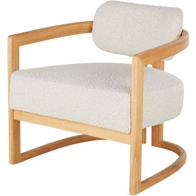 Maisons du Monde Poltrona in bouclé écru e legno di hevea 73x75x73cm Maisons du Monde Poltrona in bouclé écru e legno di hevea 73x75x73cm