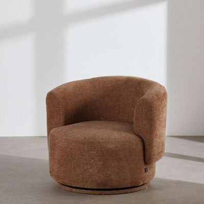 Maisons du Monde Poltrona girevole in tessuto di poliestere intrecciato marrone 83.5x71x79.5cm Maisons du Monde Poltrona girevole in tessuto di poliestere intrecciato marrone 83.5x71x79.5cm