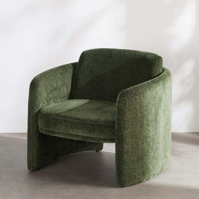 Maisons du Monde Poltrona in tessuto di poliestere intrecciato verde 82x73x75cm Maisons du Monde Poltrona in tessuto di poliestere intrecciato verde 82x73x75cm