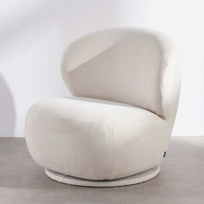 Maisons du Monde Poltrona girevole in velluto beige crema 76x78x80cm Maisons du Monde Poltrona girevole in velluto beige crema 76x78x80cm