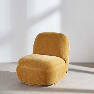 Maisons du Monde Poltrona girevole in tessuto effetto velluto ocra 71x77x76cm Maisons du Monde Poltrona girevole in tessuto effetto velluto ocra 71x77x76cm