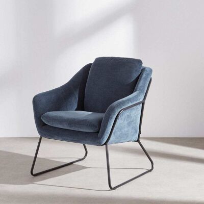 Maisons du Monde Poltrona effetto velluto blu di Prussia 69x82x75cm Maisons du Monde Poltrona effetto velluto blu di Prussia 69x82x75cm