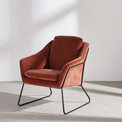Maisons du Monde Poltrona effetto velluto marrone ramato 69x82x75cm Maisons du Monde Poltrona effetto velluto marrone ramato 69x82x75cm
