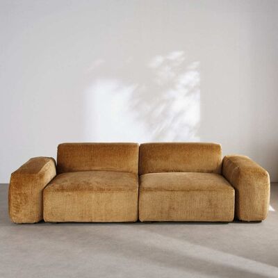 Maisons du Monde Divano 4 posti in tessuto sfoderabile giallo senape 274x74x110cm Maisons du Monde Divano 4 posti in tessuto sfoderabile giallo senape 274x74x110cm