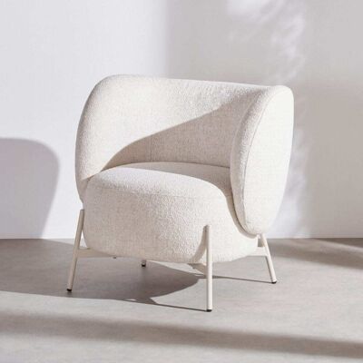 Maisons du Monde Poltrona in tessuto di poliestere intrecciato beige e acciaio beige 76x75x70cm Maisons du Monde Poltrona in tessuto di poliestere intrecciato beige e acciaio beige 76x75x70cm