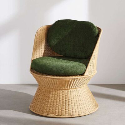 Maisons du Monde Poltrona in rattan con cuscini verdi 63x76x65.5cm Maisons du Monde Poltrona in rattan con cuscini verdi 63x76x65.5cm
