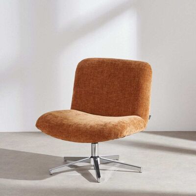 Maisons du Monde Poltrona girevole in velluto marrone e acciaio cromato 71x78x71cm Maisons du Monde Poltrona girevole in velluto marrone e acciaio cromato 71x78x71cm