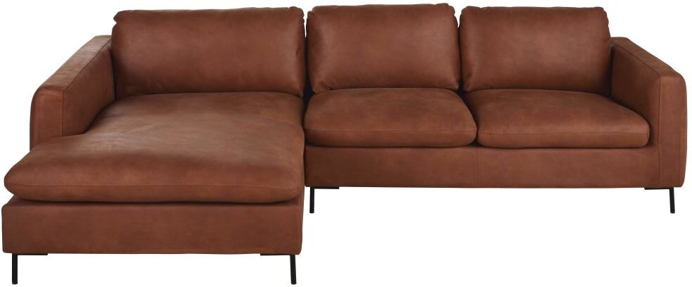 Maisons du Monde Divano angolare sinistro a 4/5 posti in pelle riciclata marrone 266x78x163cm