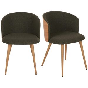Maisons du Monde Set di 2 sedie per ristorante in tessuto bouclé verde con schienale in legno di rovere 54.5x74x55.5cm Maisons du Monde Set di 2 sedie per ristorante in tessuto bouclé verde con schienale in legno di rovere 54.5x74x55.5cm