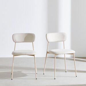 Maisons du Monde Set di 2 sedie in acciaio beige e tessuto riciclato beige 49x78.5x49.5cm Maisons du Monde Set di 2 sedie in acciaio beige e tessuto riciclato beige 49x78.5x49.5cm