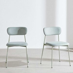 Maisons du Monde Set di 2 sedie in acciaio verde chiaro e tessuto riciclato verde acqua 49x78.5x49.5cm Maisons du Monde Set di 2 sedie in acciaio verde chiaro e tessuto riciclato verde acqua 49x78.5x49.5cm