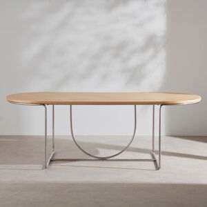 Maisons du Monde Tavolo da pranzo in impiallacciatura di rovere e acciaio cromato 8 persone lung. 220 cm 220x75x90cm Maisons du Monde Tavolo da pranzo in impiallacciatura di rovere e acciaio cromato 8 persone lung. 220 cm 220x75x90cm