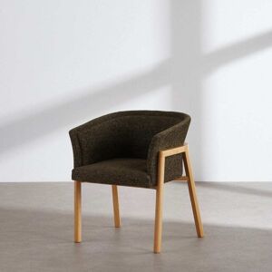 Maisons du Monde Sedia in tessuto verde e legno di hevea 61.5x78x59cm Maisons du Monde Sedia in tessuto verde e legno di hevea 61.5x78x59cm