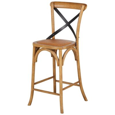 Maisons du Monde Sedia per isola centrale in legno di faggio, rattan e acciaio nero alt. 65 cm 45x100x49cm Maisons du Monde Sedia per isola centrale in legno di faggio, rattan e acciaio nero alt. 65 cm 45x100x49cm