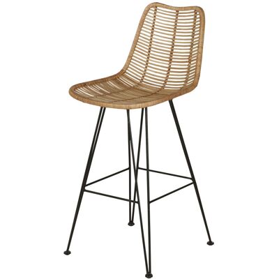 Maisons du Monde Sedia per isola centrale in rattan e acciaio nero H65 43.5x96.5x49cm Maisons du Monde Sedia per isola centrale in rattan e acciaio nero H65 43.5x96.5x49cm