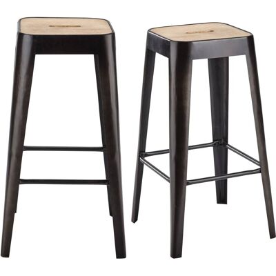 Maisons du Monde Sgabelli da bar industriali in legno di mango e acciaio H79 (x2) 38x79x38cm Maisons du Monde Sgabelli da bar industriali in legno di mango e acciaio H79 (x2) 38x79x38cm