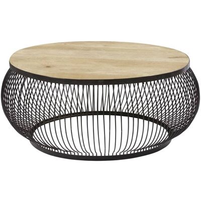 Maisons du Monde Tavolino da salotto rotondo in legno massello di mango e metallo nero 98 cm 98x44x98cm Maisons du Monde Tavolino da salotto rotondo in legno massello di mango e metallo nero 98 cm 98x44x98cm