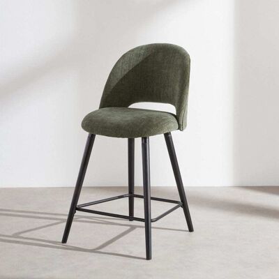 Maisons du Monde Sedia per isola da cucina in tessuto di poliestere verde e legno di hevea nero, Alt. 68 cm 52.5x98x54.5cm Maisons du Monde Sedia per isola da cucina in tessuto di poliestere verde e legno di hevea nero, Alt. 68 cm 52.5x98x54.5cm