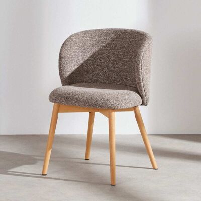 Maisons du Monde Sedia in tessuto di poliestere color moka e legno di faggio 56x78x55cm Maisons du Monde Sedia in tessuto di poliestere color moka e legno di faggio 56x78x55cm