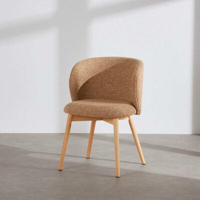 Maisons du Monde Sedia in tessuto di poliestere color ocra e legno di faggio. 56x78x55cm Maisons du Monde Sedia in tessuto di poliestere color ocra e legno di faggio. 56x78x55cm