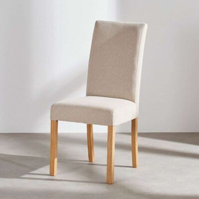 Maisons du Monde Sedia in tessuto di poliestere beige e legno di quercia 46x99x59cm Maisons du Monde Sedia in tessuto di poliestere beige e legno di quercia 46x99x59cm