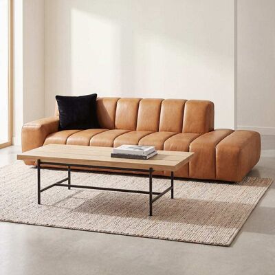 Maisons du Monde Tavolino in acciaio nero e legno di rovere, Lung. 120 cm 120x35.7x56.5cm Maisons du Monde Tavolino in acciaio nero e legno di rovere, Lung. 120 cm 120x35.7x56.5cm