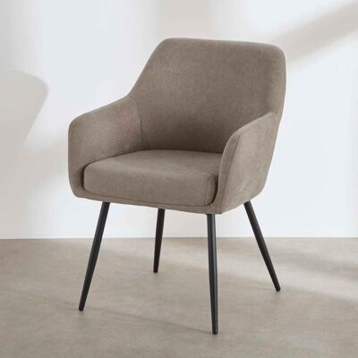 Maisons du Monde Sedia da pranzo in tessuto color moka con gambe in acciaio nero 59x83x62cm Maisons du Monde Sedia da pranzo in tessuto color moka con gambe in acciaio nero 59x83x62cm