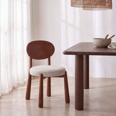 Maisons du Monde Sedia in legno massello di hevea scuro e tessuto tramato color ecru 47.5x85.5x54.5cm Maisons du Monde Sedia in legno massello di hevea scuro e tessuto tramato color ecru 47.5x85.5x54.5cm