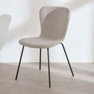 Maisons du Monde Sedia rivestita in tessuto ciniglia grigio chiaro con gambe in acciaio nero 47x80.5x53cm Maisons du Monde Sedia rivestita in tessuto ciniglia grigio chiaro con gambe in acciaio nero 47x80.5x53cm