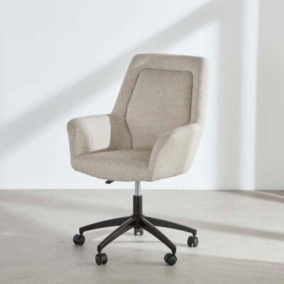 Maisons du Monde Sedia da ufficio regolabile in tessuto beige con base in acciaio nero 66x95.5x65cm Maisons du Monde Sedia da ufficio regolabile in tessuto beige con base in acciaio nero 66x95.5x65cm