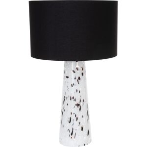 Maisons du Monde Lampada in vetro effetto screziato bianco e nero e paralume in poliestere riciclato nero 32x52x32cm Maisons du Monde Lampada in vetro effetto screziato bianco e nero e paralume in poliestere riciclato nero 32x52x32cm