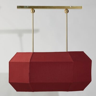 Maisons du Monde Lampada a sospensione in poliestere riciclato bordeaux e barra portante in acciaio dorato 90x93x59cm Maisons du Monde Lampada a sospensione in poliestere riciclato bordeaux e barra portante in acciaio dorato 90x93x59cm