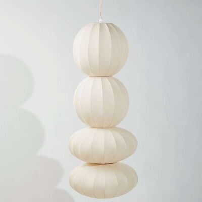 Maisons du Monde Lampada a sospensione in poliestere riciclato color crema 50x120.5x50cm Maisons du Monde Lampada a sospensione in poliestere riciclato color crema 50x120.5x50cm