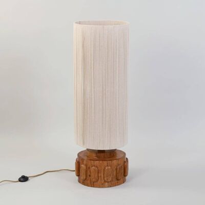 Maisons du Monde Lampada da terra in legno intagliato con paralume in corda di cotone color crema, alt. 106 cm 35x106x35cm Maisons du Monde Lampada da terra in legno intagliato con paralume in corda di cotone color crema, alt. 106 cm 35x106x35cm