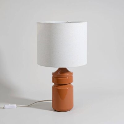 Maisons du Monde Lampada in acciaio marrone con paralume in tessuto color crema 25x45x25cm Maisons du Monde Lampada in acciaio marrone con paralume in tessuto color crema 25x45x25cm