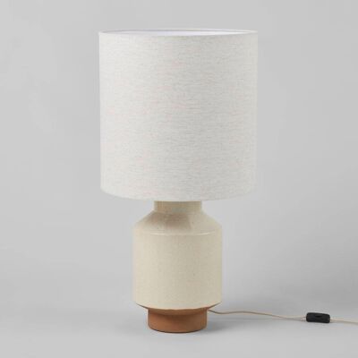 Maisons du Monde Lampada in gres beige con paralume in tessuto color crema 40x77x40cm Maisons du Monde Lampada in gres beige con paralume in tessuto color crema 40x77x40cm
