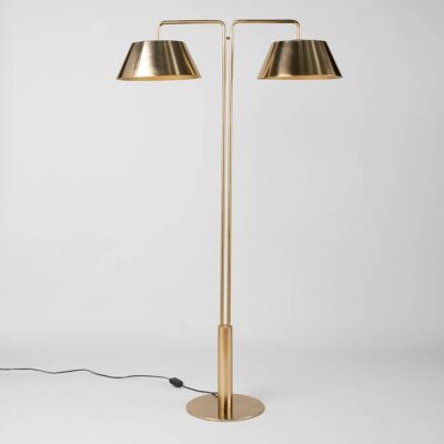 Maisons du Monde Lampada da terra doppia con paralume in acciaio dorato alt. 165 cm 96.5x165x37cm Maisons du Monde Lampada da terra doppia con paralume in acciaio dorato alt. 165 cm 96.5x165x37cm